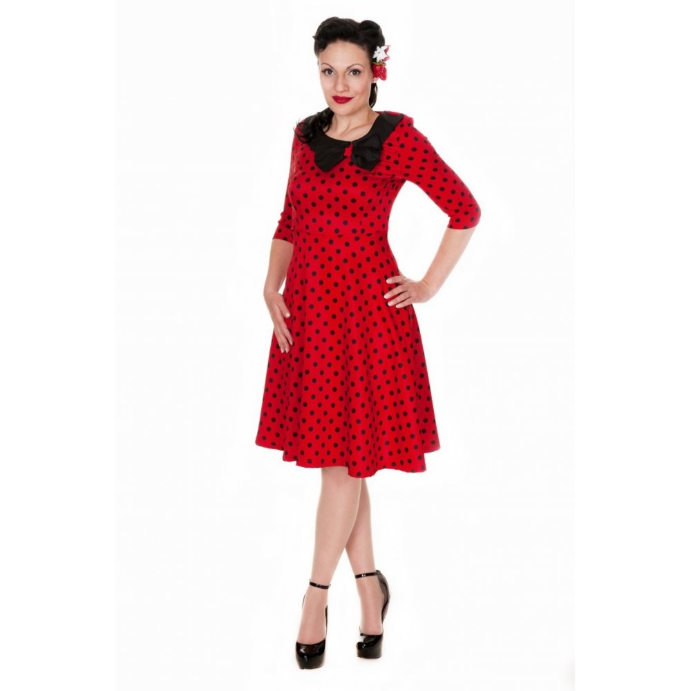 Lindy Bop Cassey Swing Dress 1950's Parisian Style 3/4 Sleeve NWT Size Medium